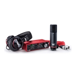 Focusrite Scarlett 2i2 Studio 3rd Gen 2-in, 2-out USB audio interface with a condenser microphone and headphones