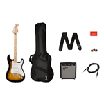 Squier Sonic Stratocaster Pack, Maple Fingerboard, 2-Color Sunburst, Gig Bag