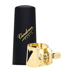 Vandoren Optimum Tenor Sax Gold-Gilded Ligature w/Plastic Cap - Ebonite Mouthpiece