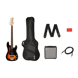 Squier Affinity Precision Bass PJ Pack, Laurel Fingerboard, 3-Color Sunburst, Gig Bag, Rumble 15