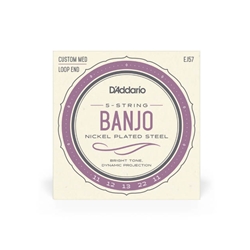 D'Addario EJ57 5-String Banjo Strings, Nickel, Custom Medium, 11-22