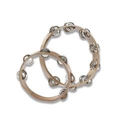 Wood 10" Tambourine, Double Jingles